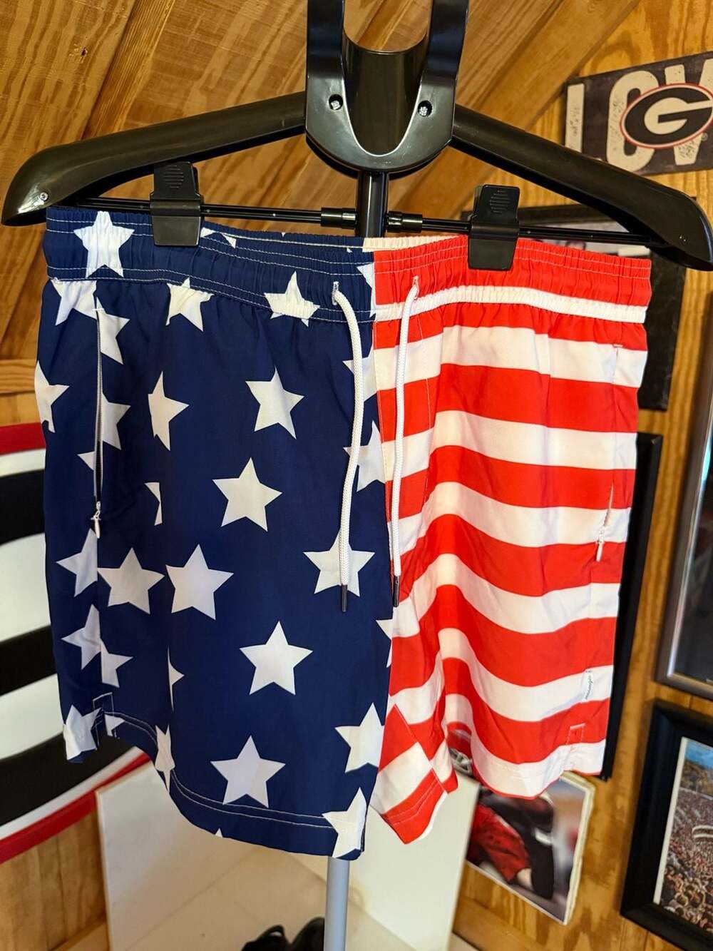 Maamgic Men's American Flag Patriotic Swim Trunks